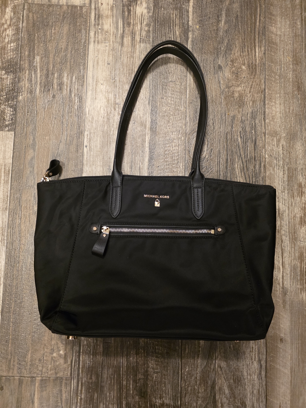 Michael Kors Black Nylon Tote with Front Zip Pocket